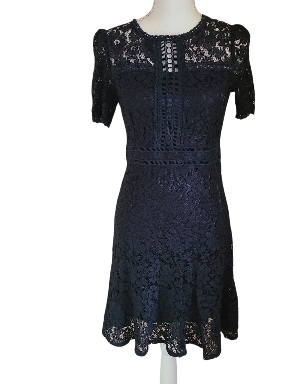 marant floral lace short-sleeve dress navy blue size M
